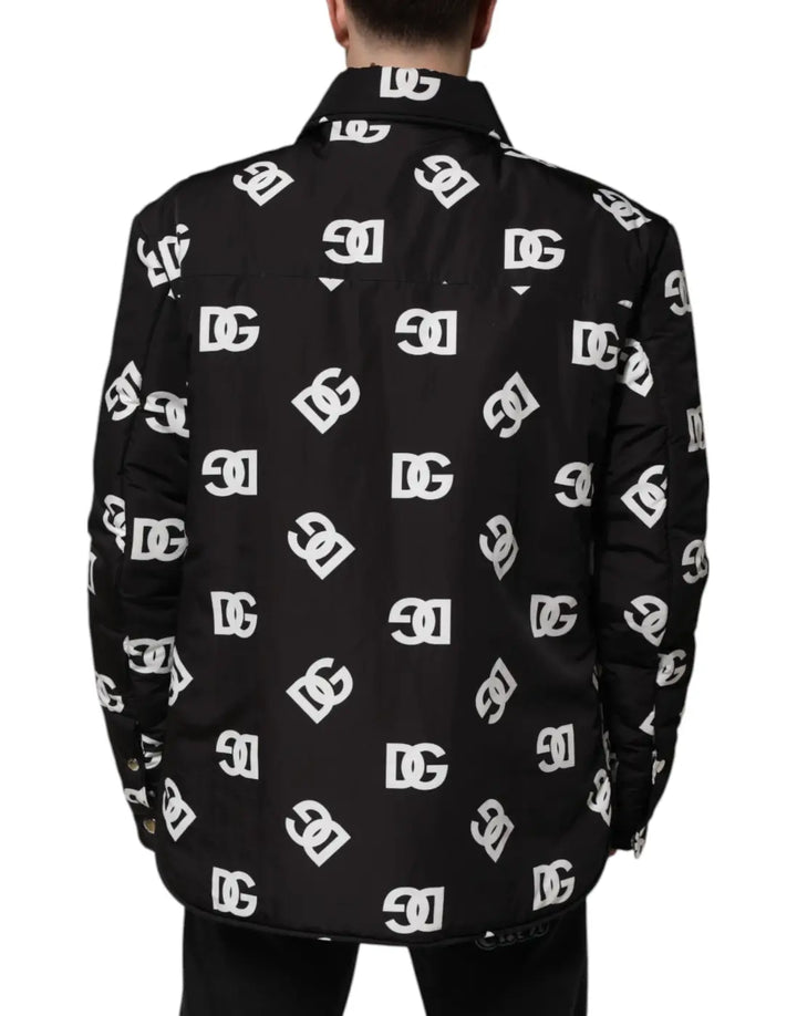 Dolce &amp; Gabbana Black DG Monogram Nylon Windbreaker Jacket