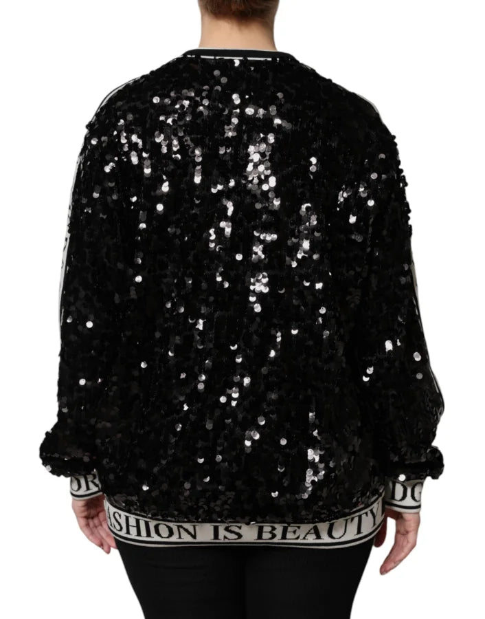 Dolce &amp; Gabbana Black DG Queen Sequin Pullover Sweater