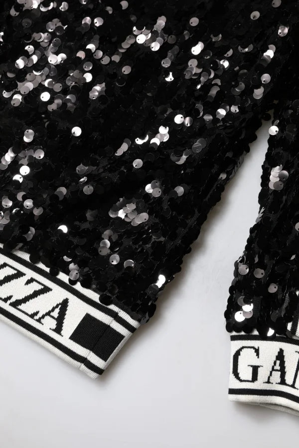 Dolce &amp; Gabbana Black DG Queen Sequin Pullover Sweater