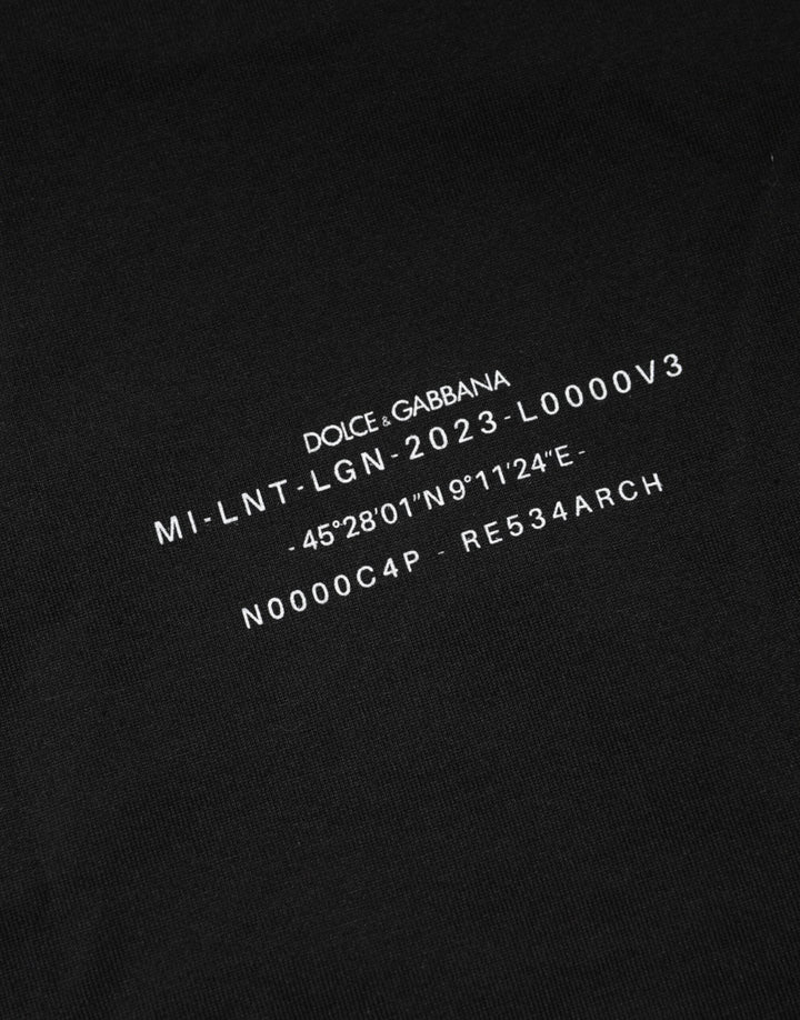 Dolce &amp; Gabbana Black Dg Vib3 Print Cotton Crew Neck T-shirt
