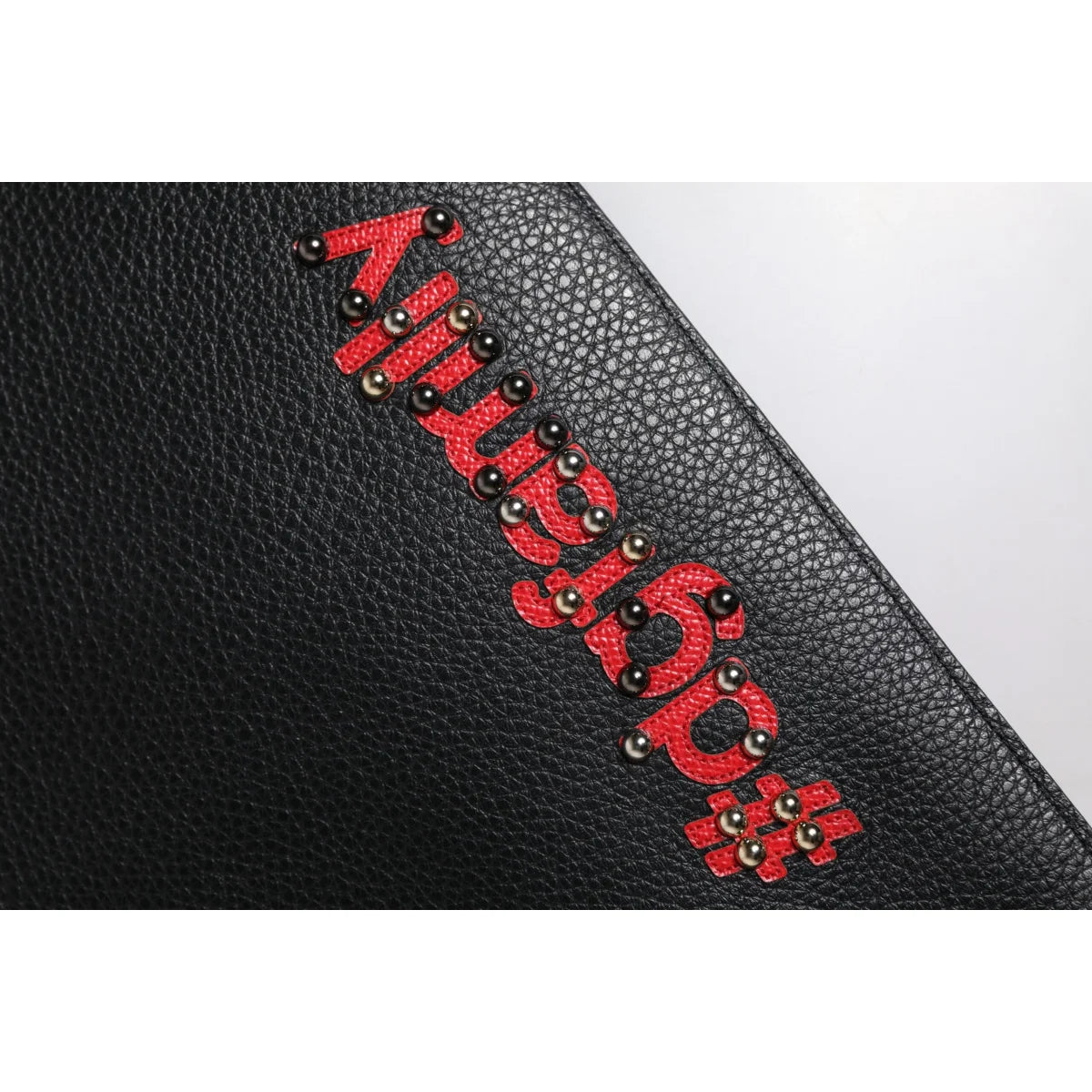 Dolce & Gabbana Black #DGFamily Embellished Leather Clutch Bag