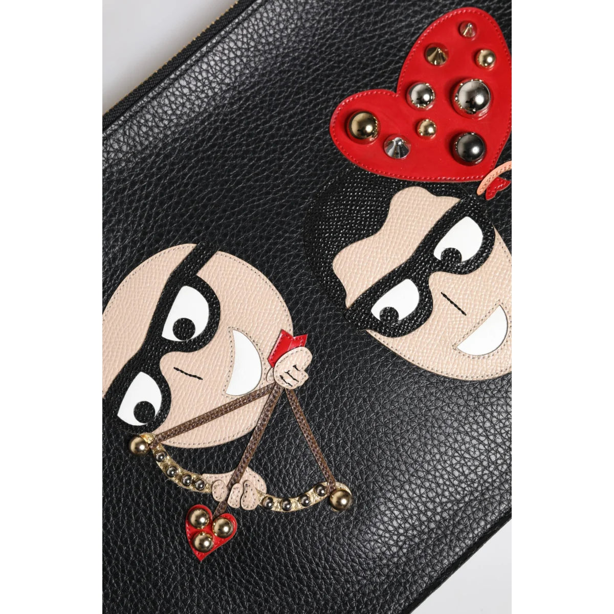 Dolce & Gabbana Black #DGFamily Embellished Leather Clutch Bag