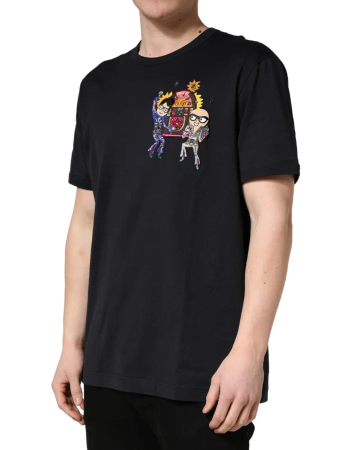 Dolce & Gabbana Black #DGFAMILY Patch Men Crew Neck T-shirt