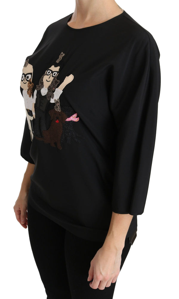 Dolce & Gabbana - Black #dgfamily Top T-shirt Silk Blouse