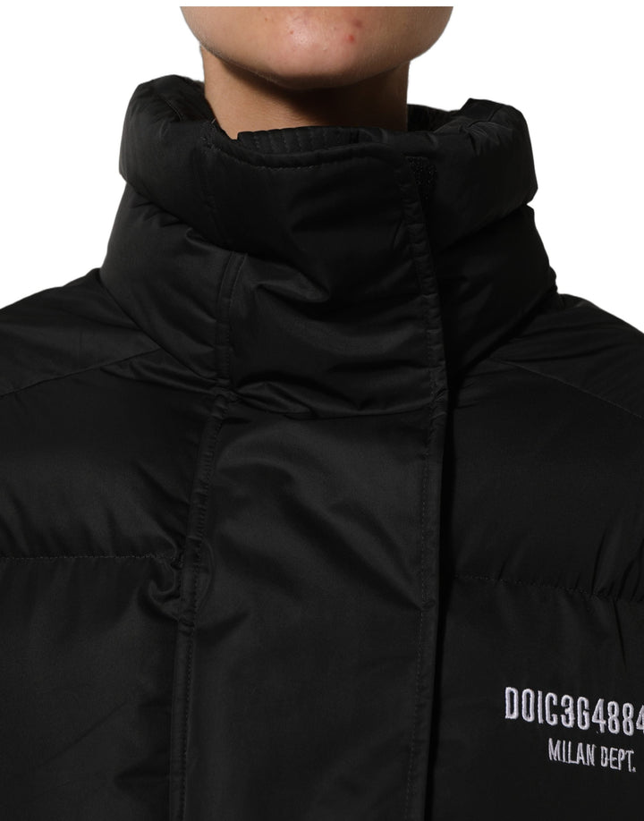 Dolce &amp; Gabbana Puffer Jackets - Black DGVIB3 Embroidered Padded Jacket