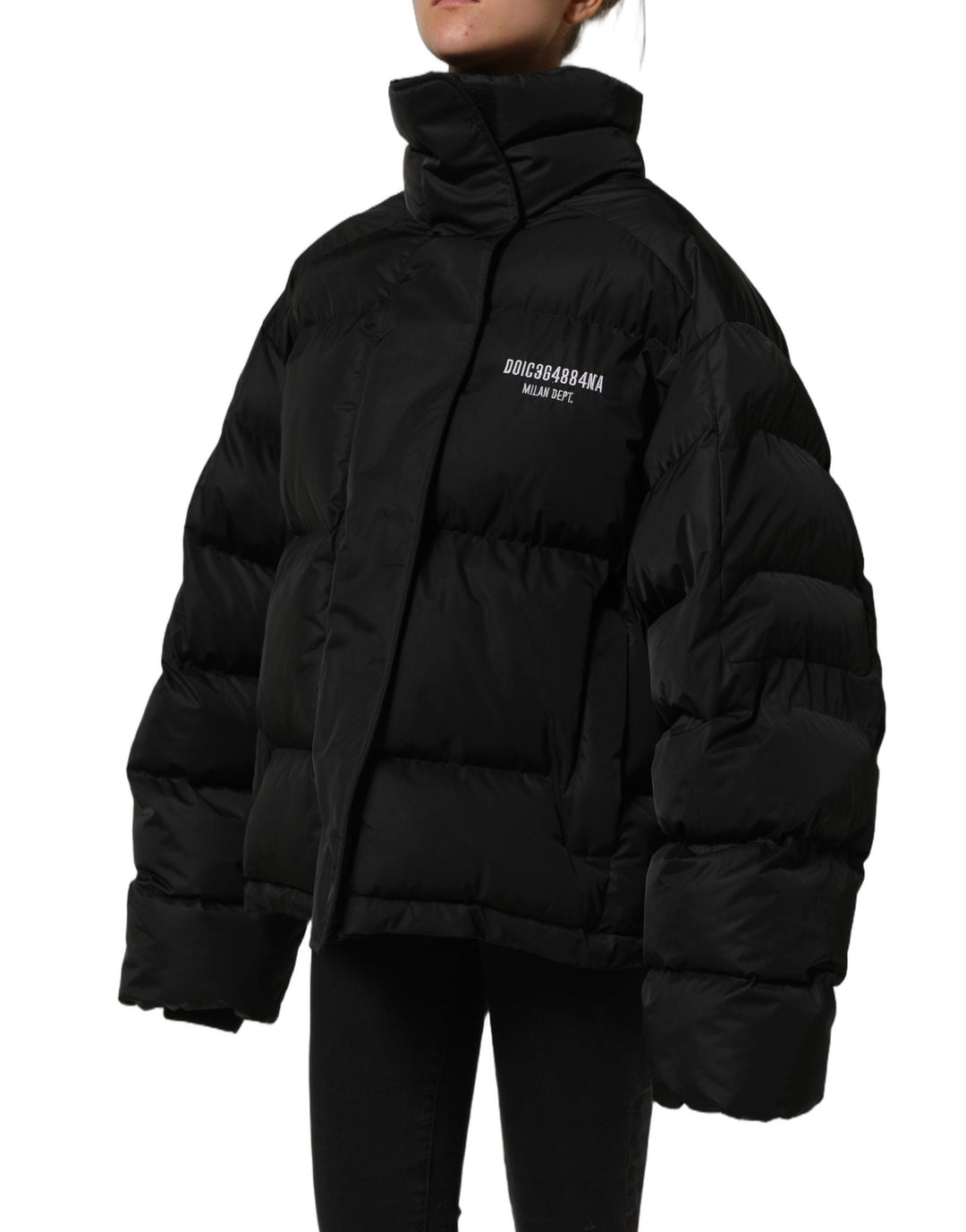 Dolce &amp; Gabbana Puffer Jackets - Black DGVIB3 Embroidered Padded Jacket