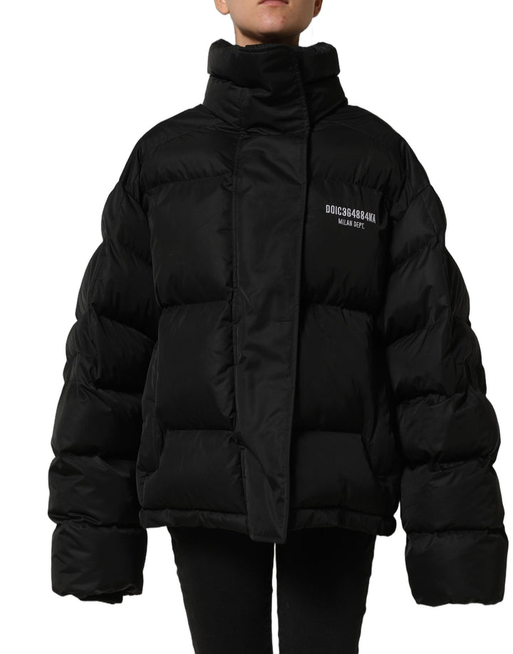 Dolce &amp; Gabbana Puffer Jackets - Black DGVIB3 Embroidered Padded Jacket