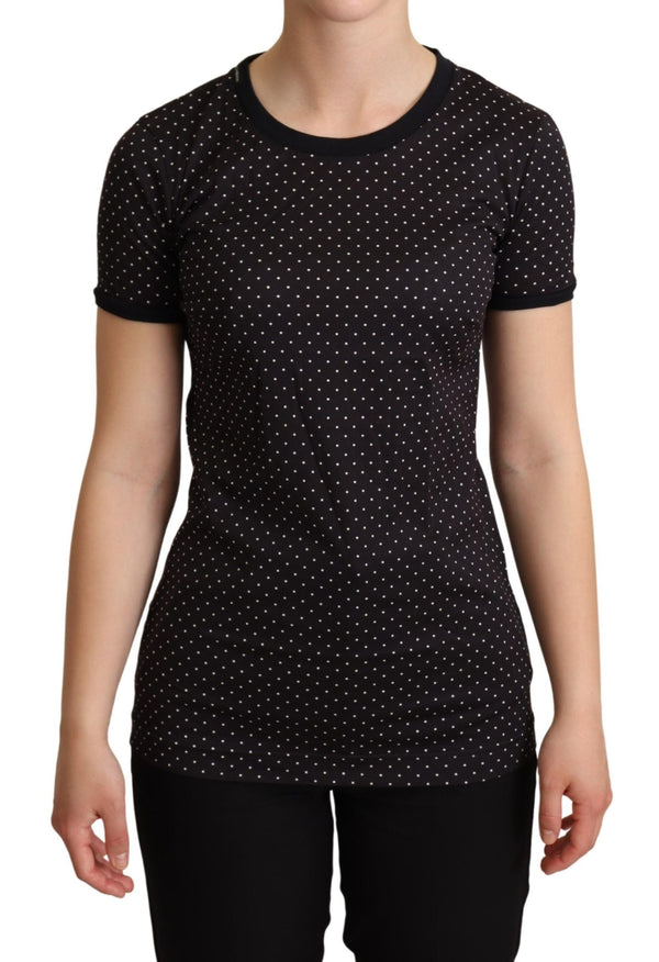Dolce & Gabbana - Black Dotted Crewneck Cotton T-shirt