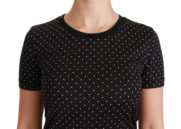 Dolce &amp; Gabbana - Black Dotted Crewneck Cotton Top T-shirt