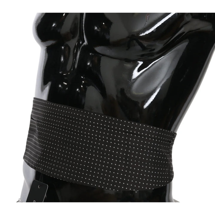 Dolce & Gabbana Black Dotted Waist Belt Silk Cummerbund