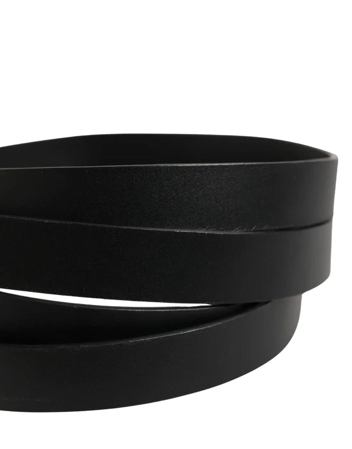 Dolce &amp; Gabbana Black Double Strap Leather Silver Buckle Belt