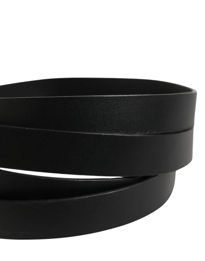 Dolce &amp; Gabbana Black Double Strap Leather Silver Buckle Belt