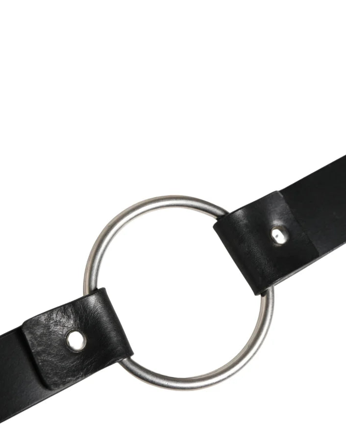 Dolce &amp; Gabbana Black Double Strap Leather Silver Buckle Belt