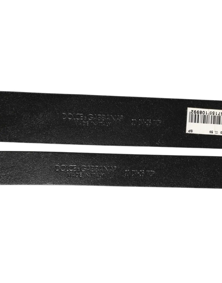 Dolce &amp; Gabbana Black Double Strap Leather Silver Buckle Belt
