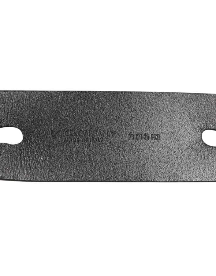 Dolce &amp; Gabbana Black Double Strap Leather Silver Buckle Belt