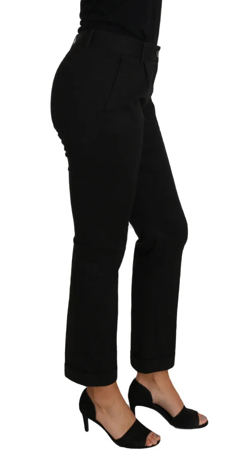 Dolce &amp; Gabbana Black Dress Cropped Straight Pants