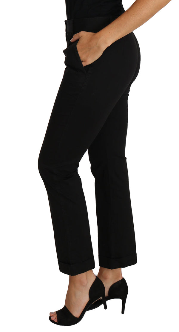 Dolce & Gabbana Black Dress Cropped Straight Pants