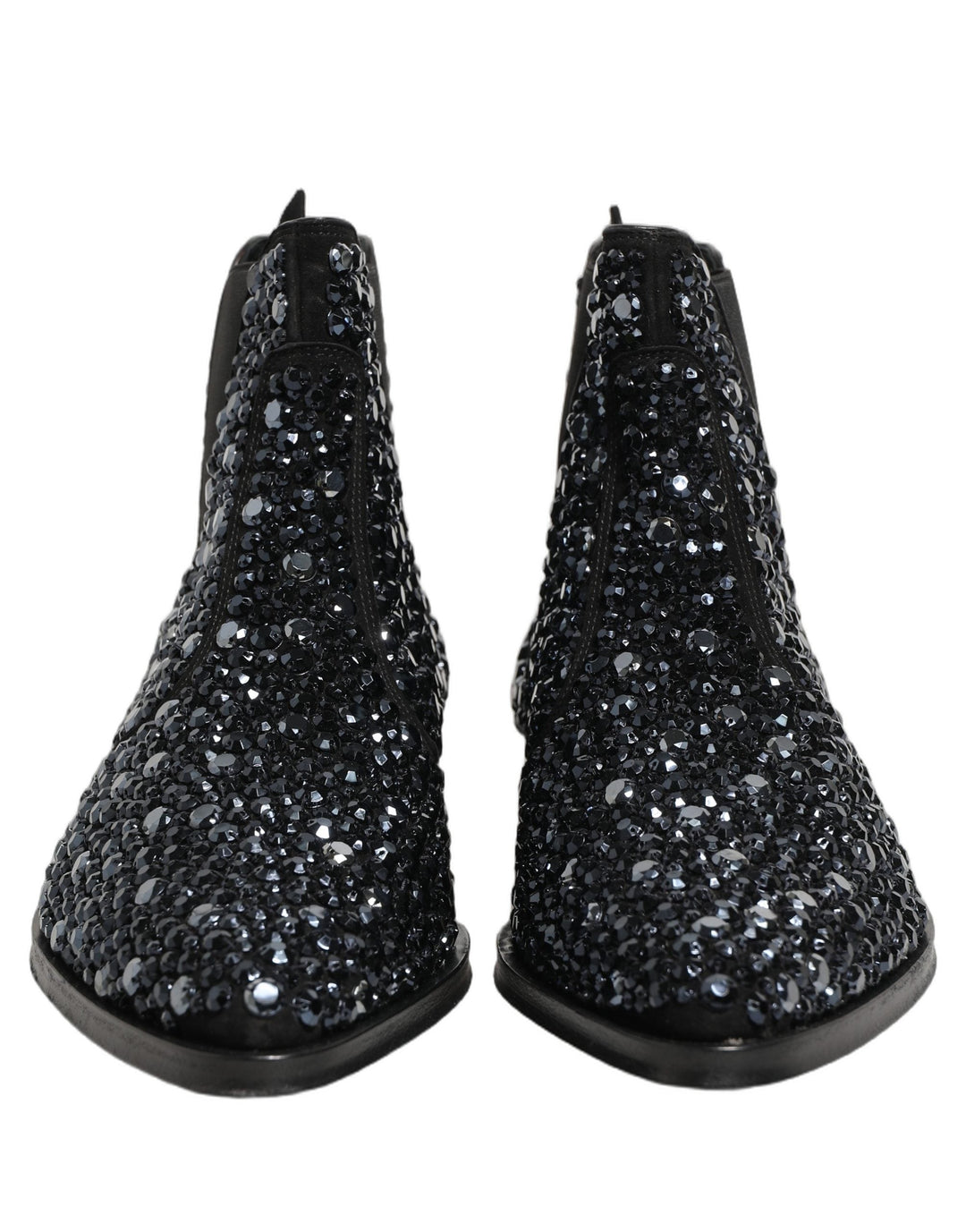 Dolce &amp; Gabbana Black Embellished Chelsea Ankle Boots Shoes