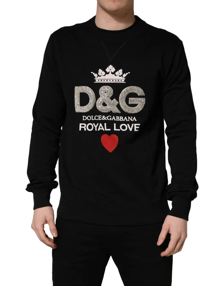 Dolce &amp; Gabbana Black Embellished Cotton Sweatshirt Sweater