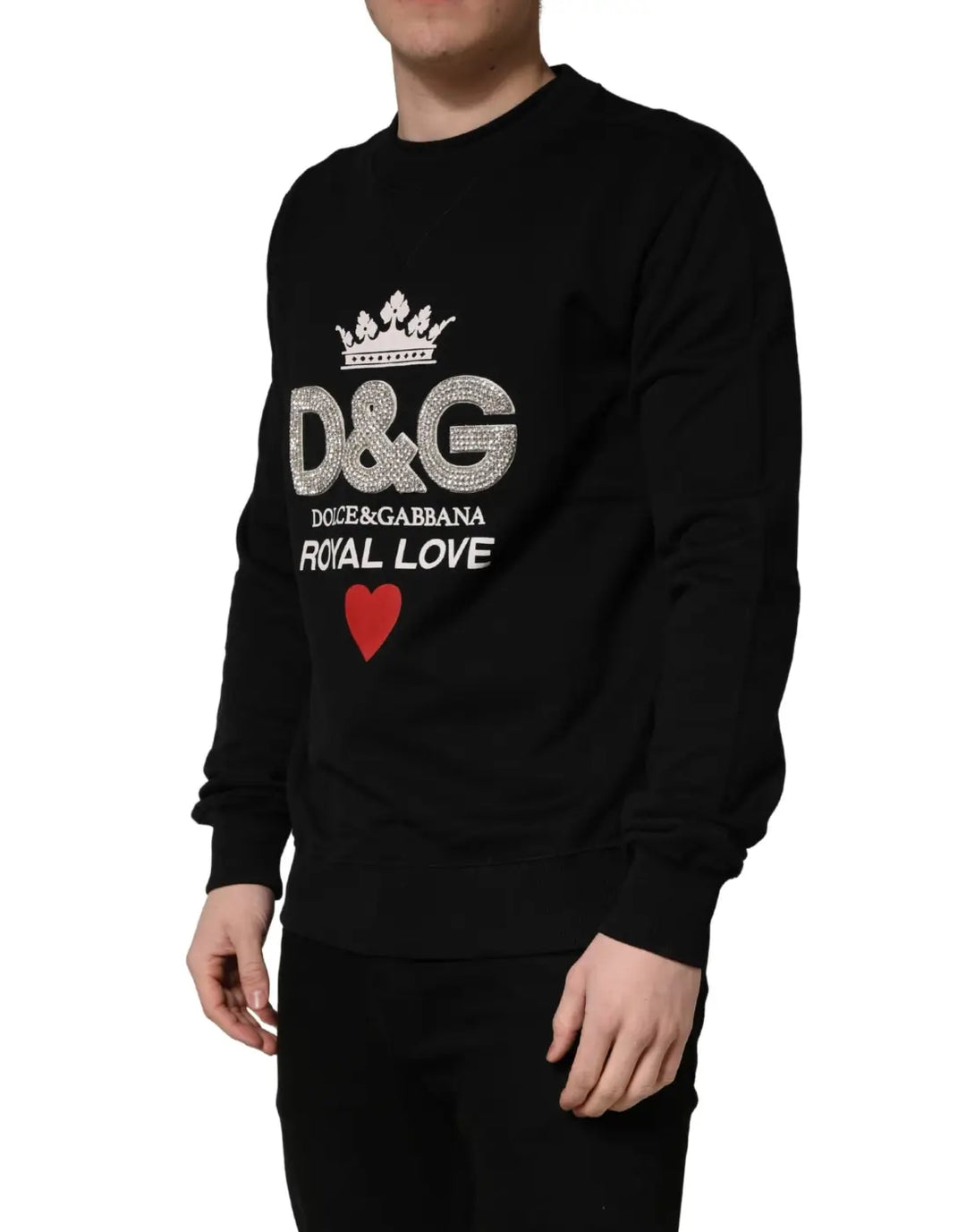 Dolce &amp; Gabbana Black Embellished Cotton Sweatshirt Sweater