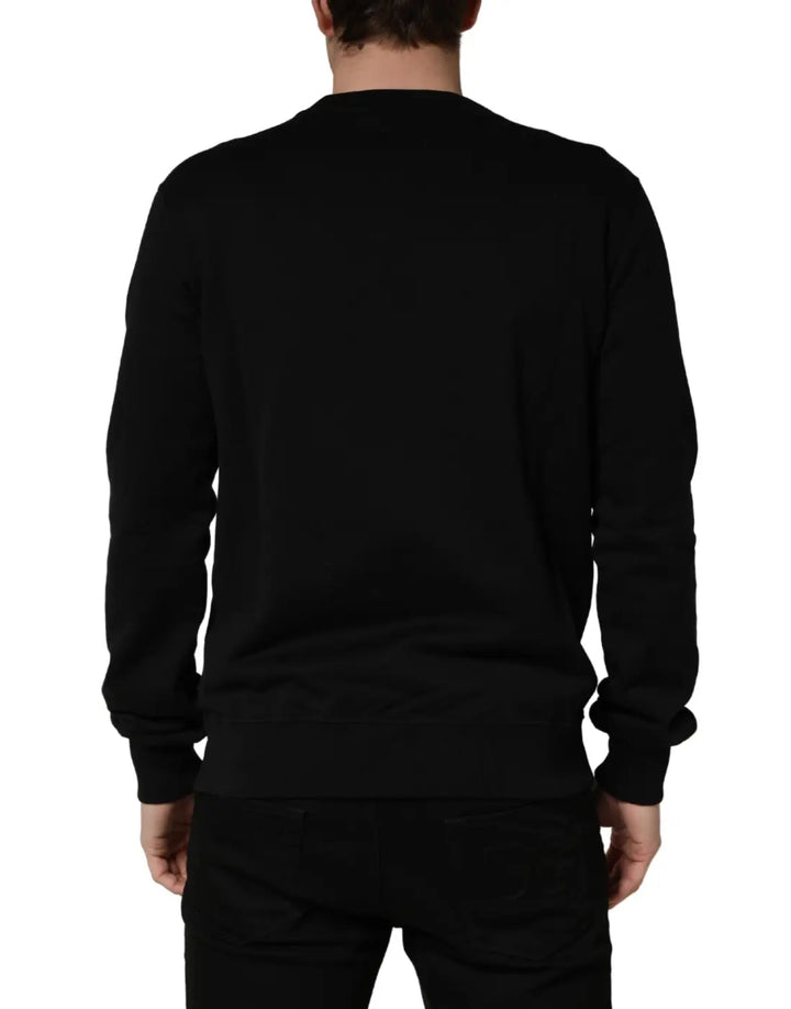 Dolce &amp; Gabbana Black Embellished Cotton Sweatshirt Sweater
