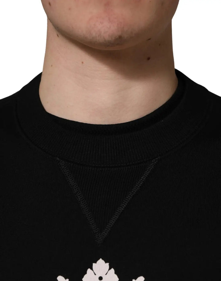 Dolce &amp; Gabbana Black Embellished Cotton Sweatshirt Sweater