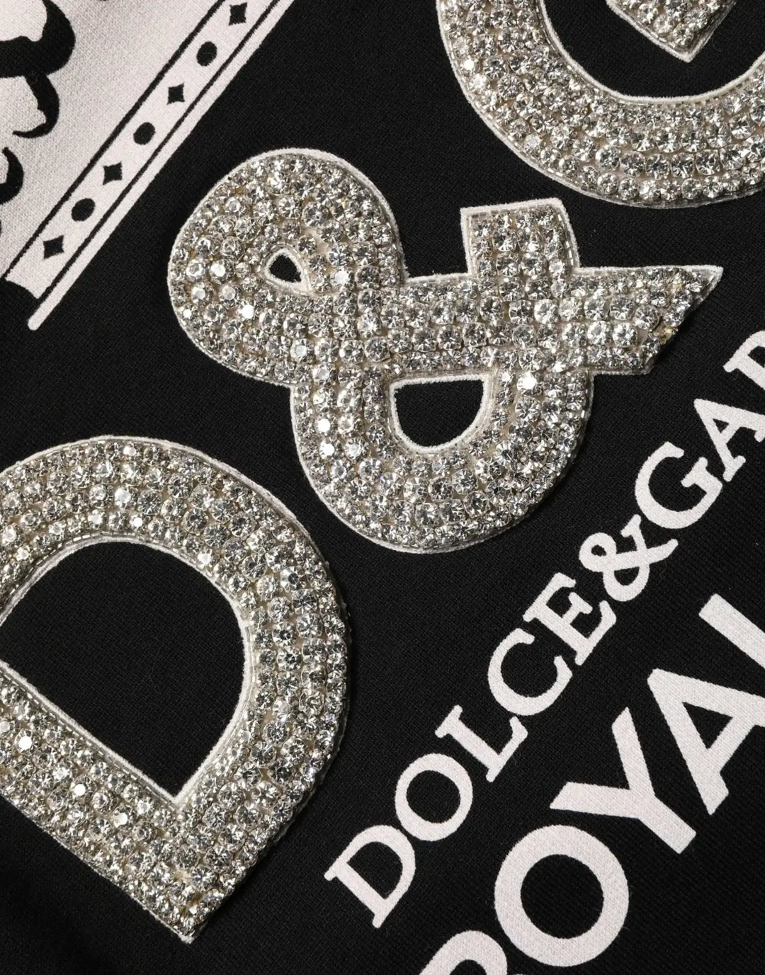 Dolce &amp; Gabbana Black Embellished Cotton Sweatshirt Sweater