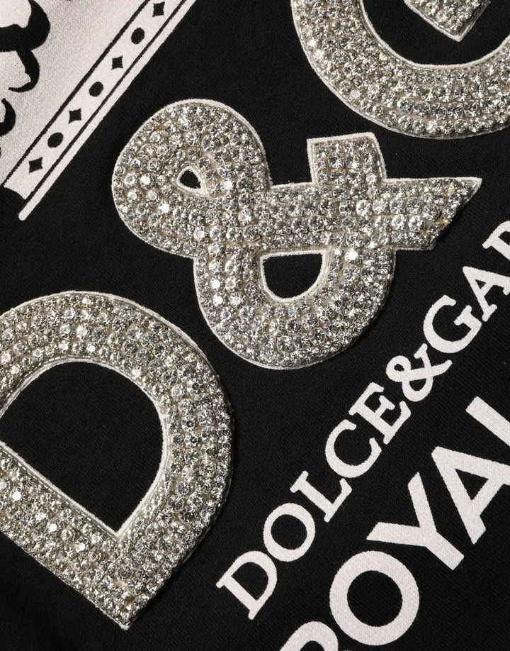 Dolce &amp; Gabbana Black Embellished Cotton Sweatshirt Sweater