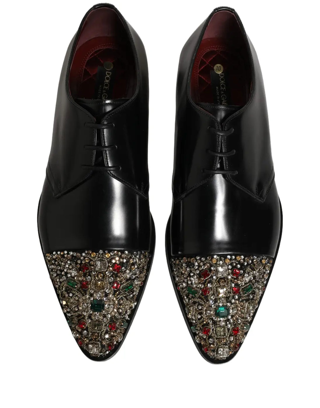 Dolce &amp; Gabbana Black Embellished Derby Dress Formal Shoes