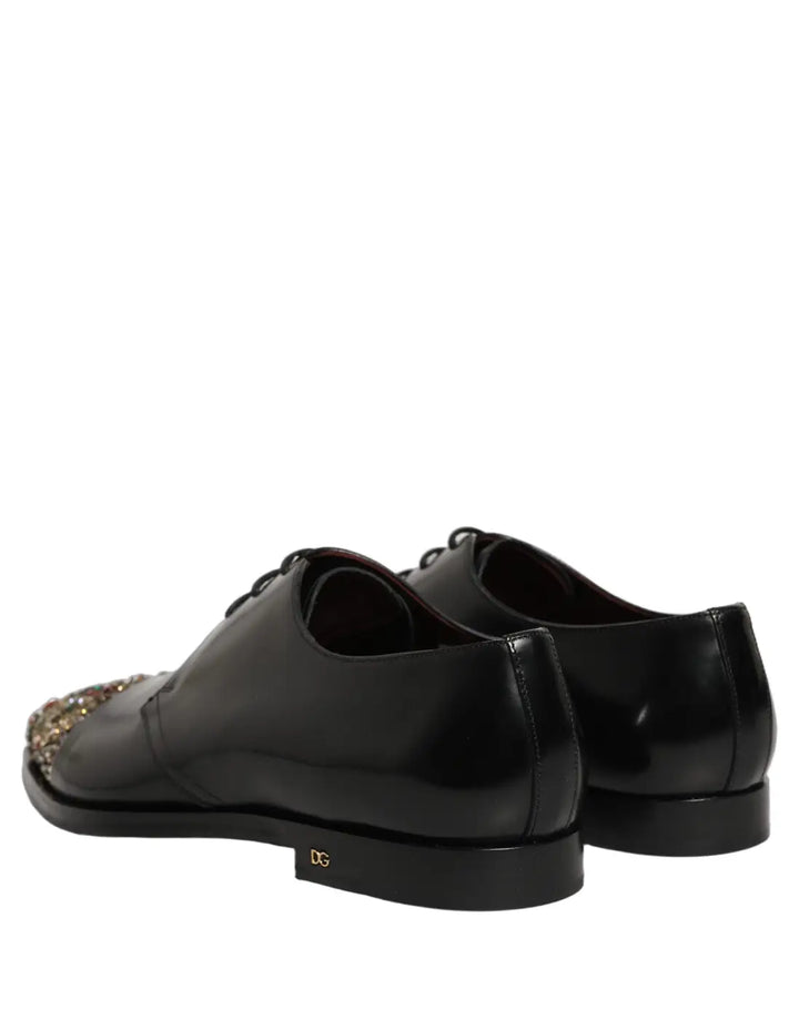 Dolce &amp; Gabbana Black Embellished Derby Dress Formal Shoes