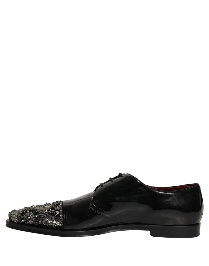 Dolce &amp; Gabbana Black Embellished Derby Dress Formal Shoes