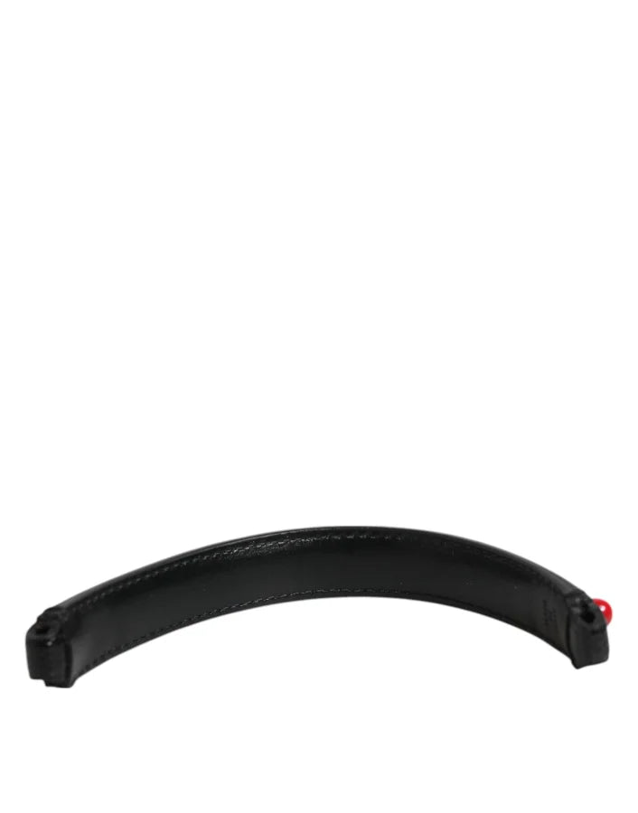 Dolce &amp; Gabbana Black Embellished Leather Bag Handle Women Shoulder Strap