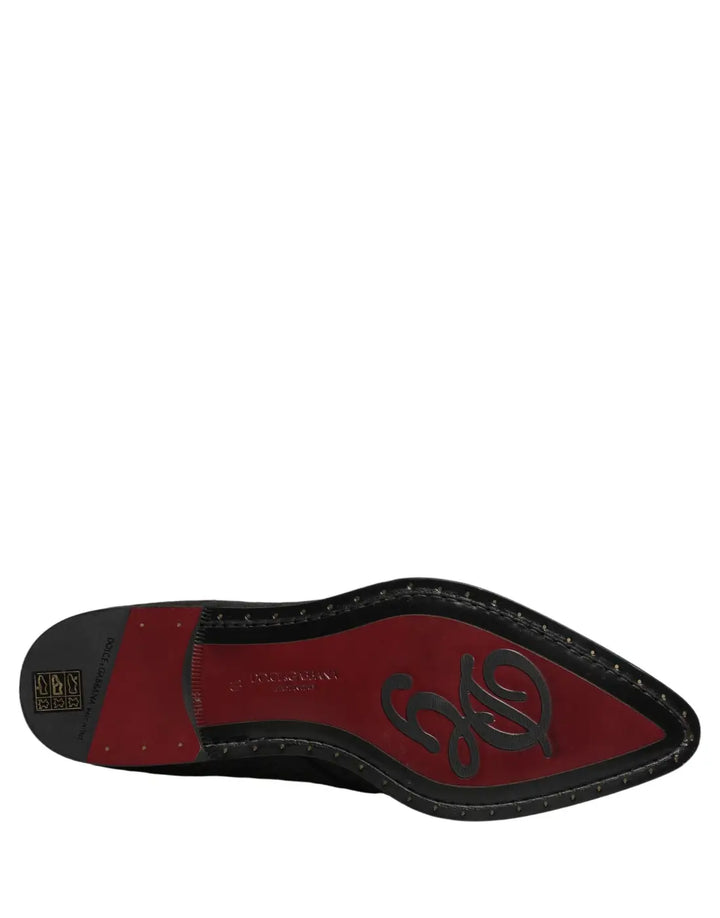 Dolce &amp; Gabbana Black Embellished Men Derby Dress Formal Shoes