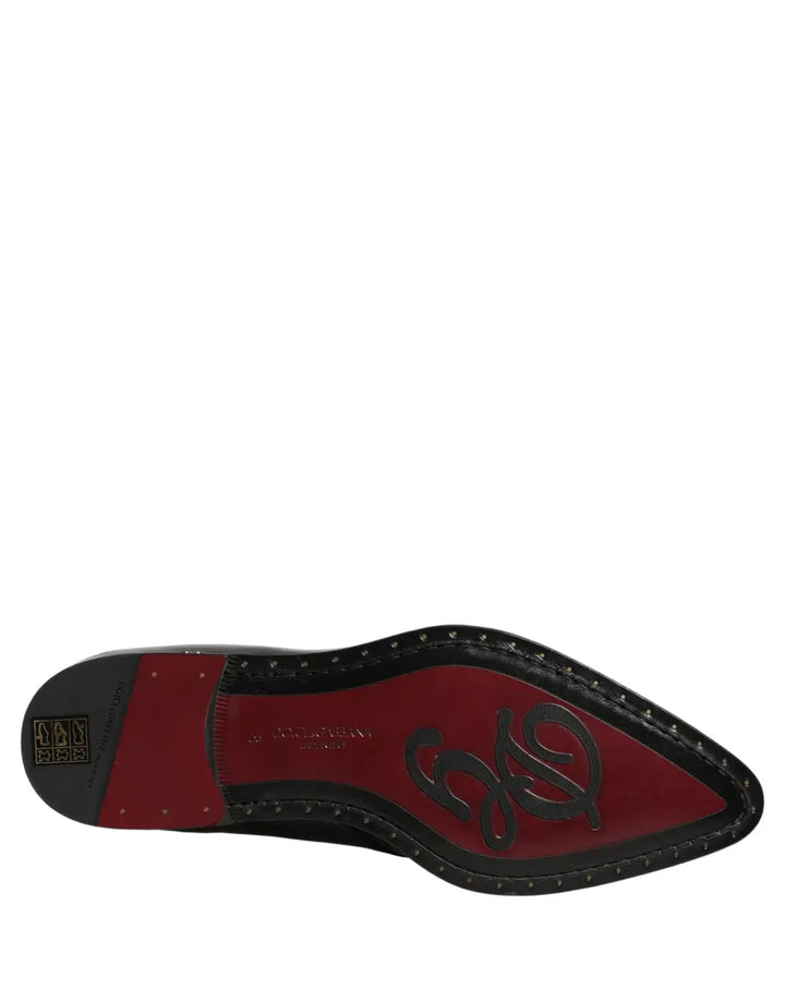 Dolce &amp; Gabbana Black Embellished Men Derby Dress Formal Shoes