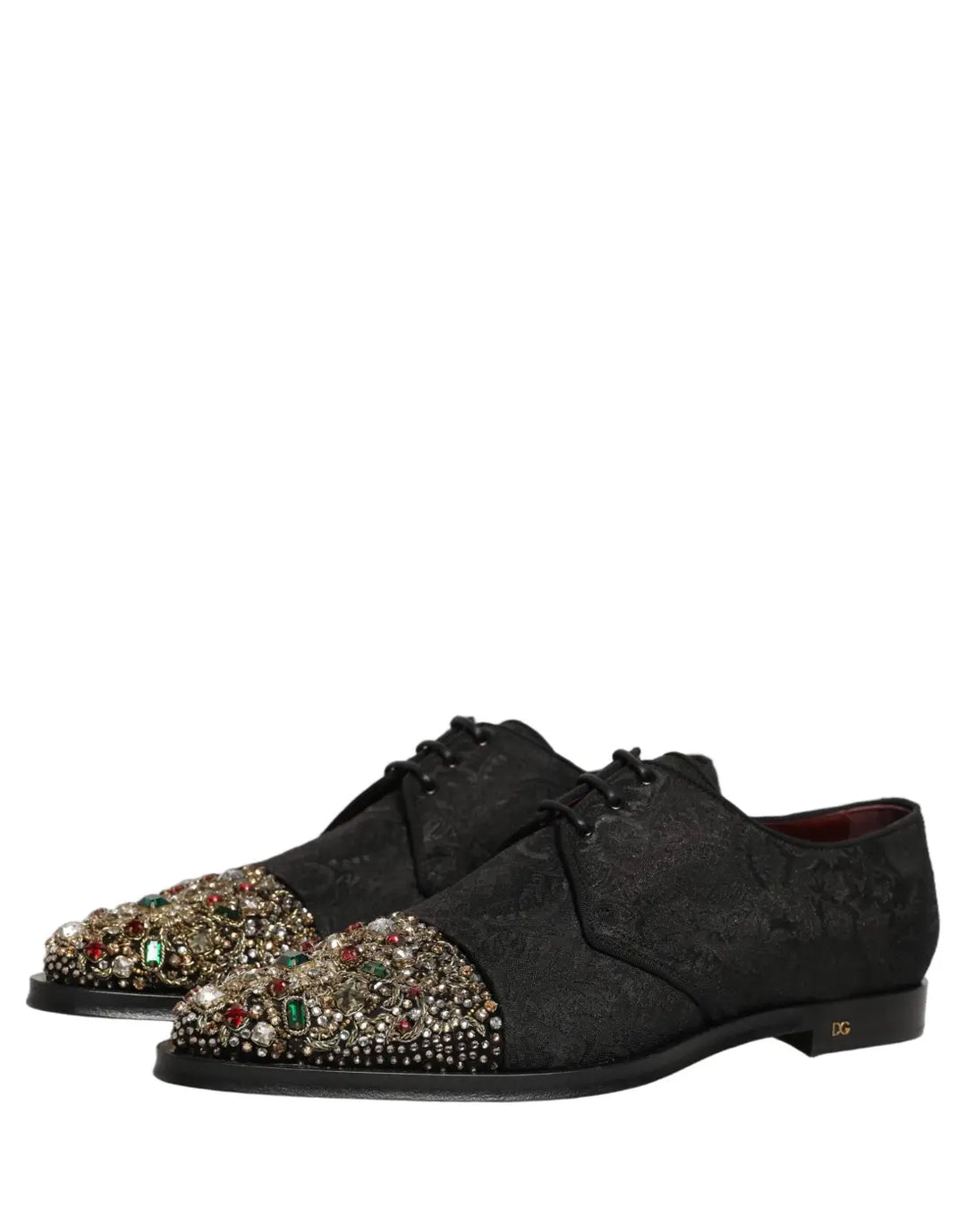 Dolce &amp; Gabbana Black Embellished Men Derby Dress Formal Shoes