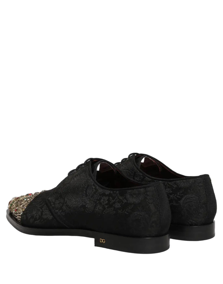 Dolce &amp; Gabbana Black Embellished Men Derby Dress Formal Shoes