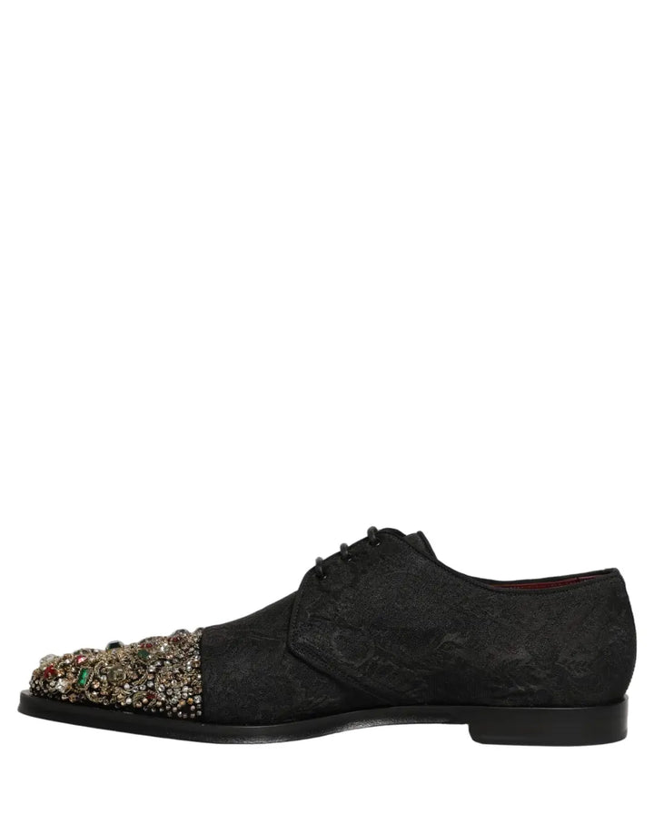 Dolce &amp; Gabbana Black Embellished Men Derby Dress Formal Shoes