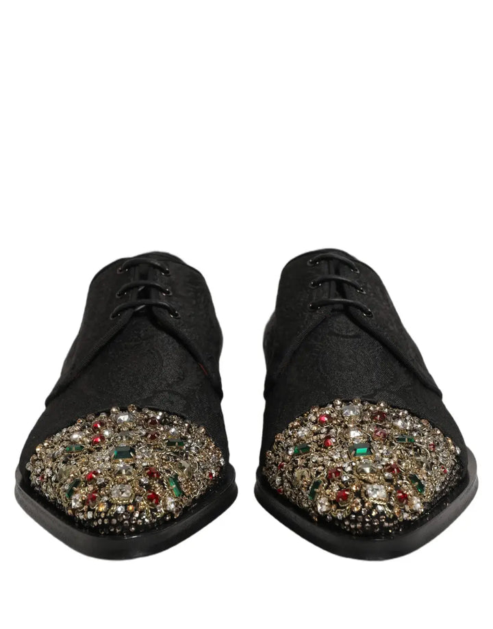Dolce &amp; Gabbana Black Embellished Men Derby Dress Formal Shoes