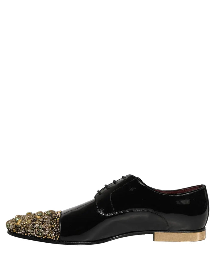 Dolce &amp; Gabbana Black Embellished Men Derby Dress Formal Shoes