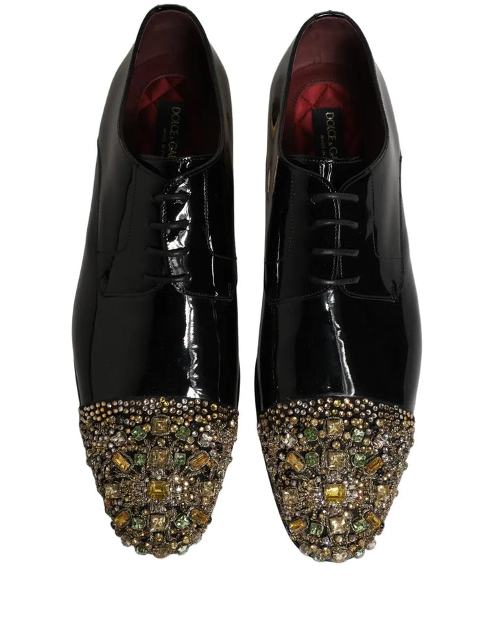 Dolce &amp; Gabbana Black Embellished Men Derby Dress Formal Shoes