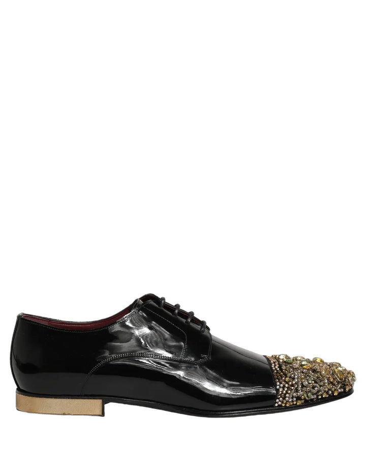Dolce &amp; Gabbana Black Embellished Men Derby Dress Formal Shoes