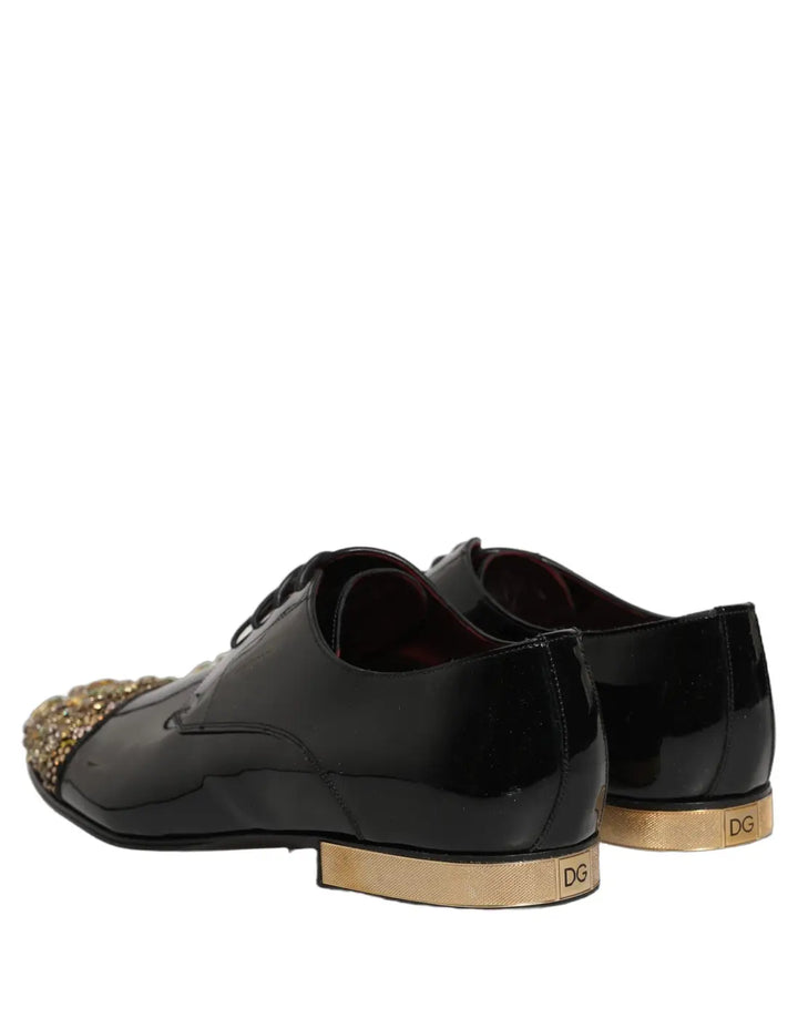 Dolce &amp; Gabbana Black Embellished Men Derby Dress Formal Shoes
