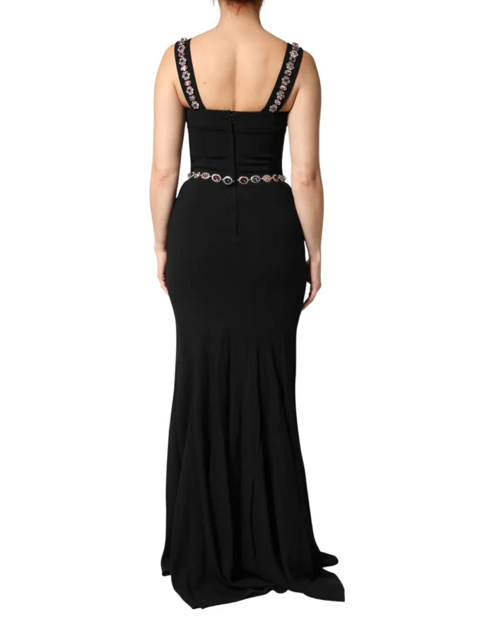 Dolce &amp; Gabbana Black Embellished Sheath MermaidGown Dress