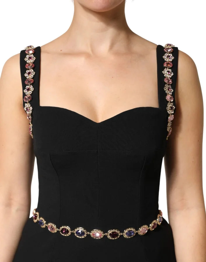 Dolce &amp; Gabbana Black Embellished Sheath MermaidGown Dress