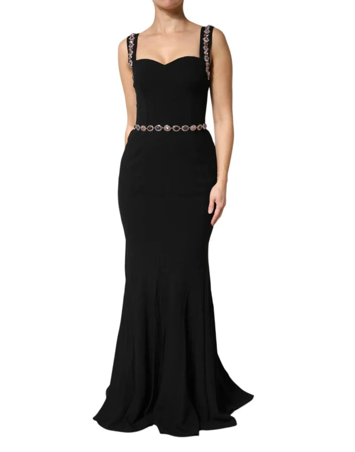 Dolce &amp; Gabbana Black Embellished Sheath MermaidGown Dress