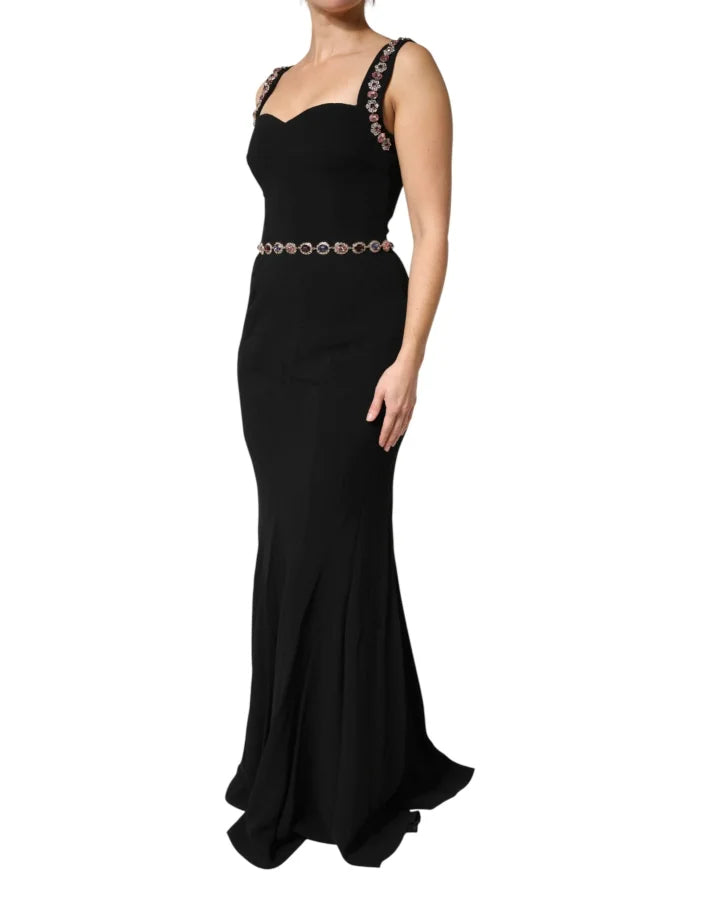 Dolce &amp; Gabbana Black Embellished Sheath MermaidGown Dress