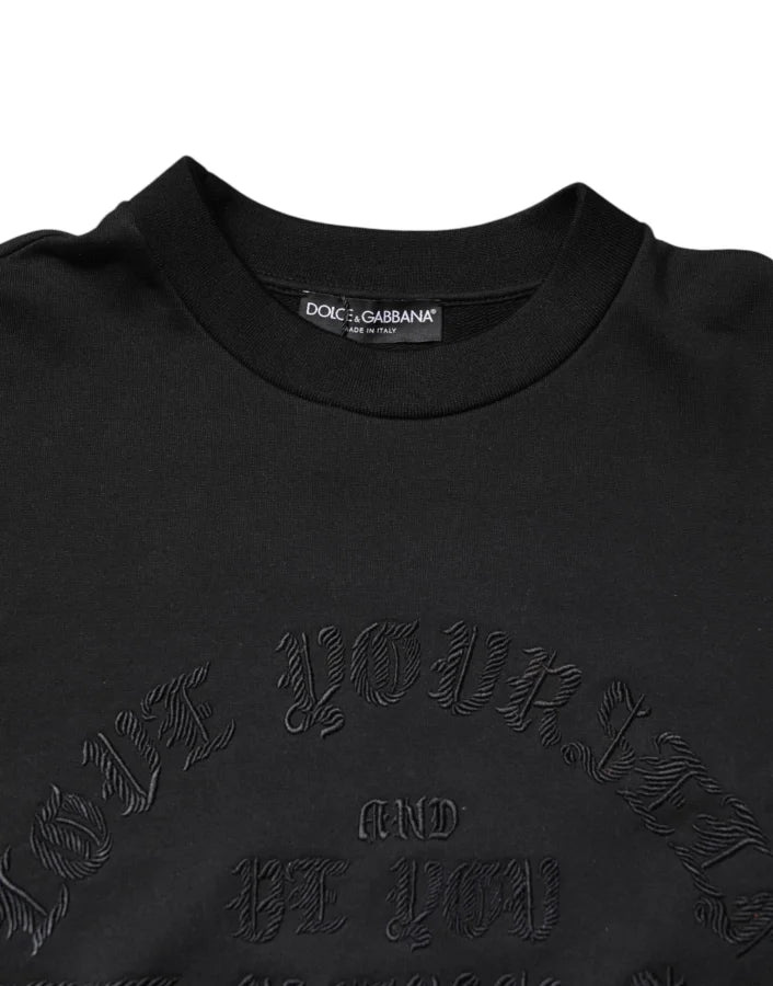 Dolce &amp; Gabbana Black Embroidered Crew Neck Pullover Sweater