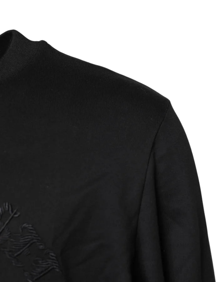 Dolce &amp; Gabbana Black Embroidered Crew Neck Pullover Sweater