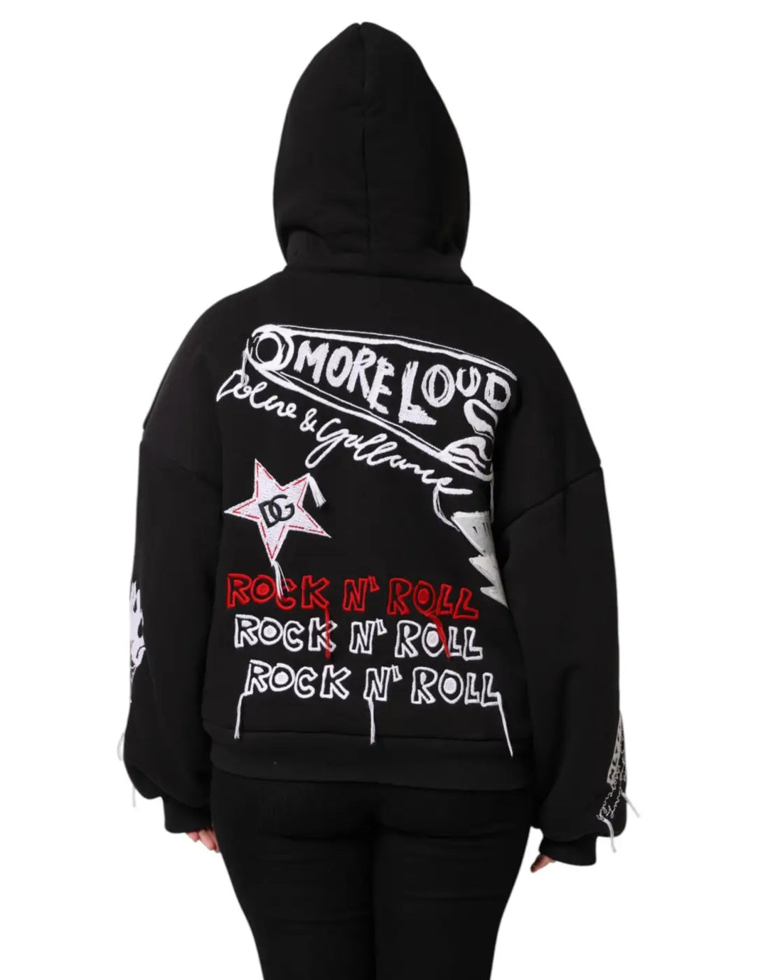 Dolce &amp; Gabbana Black Embroidered Full Zip Hooded Jacket