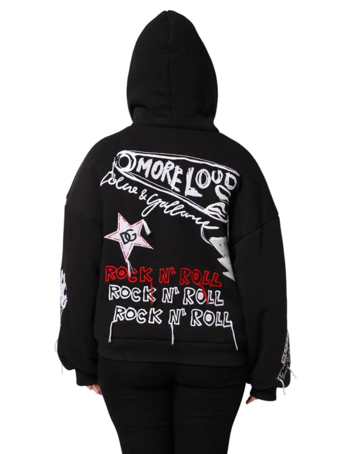 Dolce &amp; Gabbana Black Embroidered Full Zip Hooded Jacket